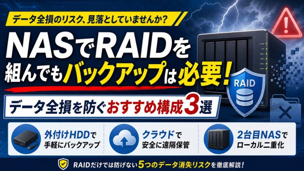 NASでRAIDを組んでもバックアップは必要！データ全損を防ぐおすすめ構成3選