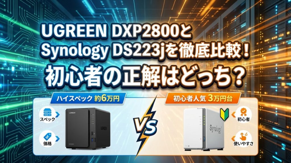 UGREEN DXP2800とSynology DS223jを徹底比較！初心者の正解はどっち？