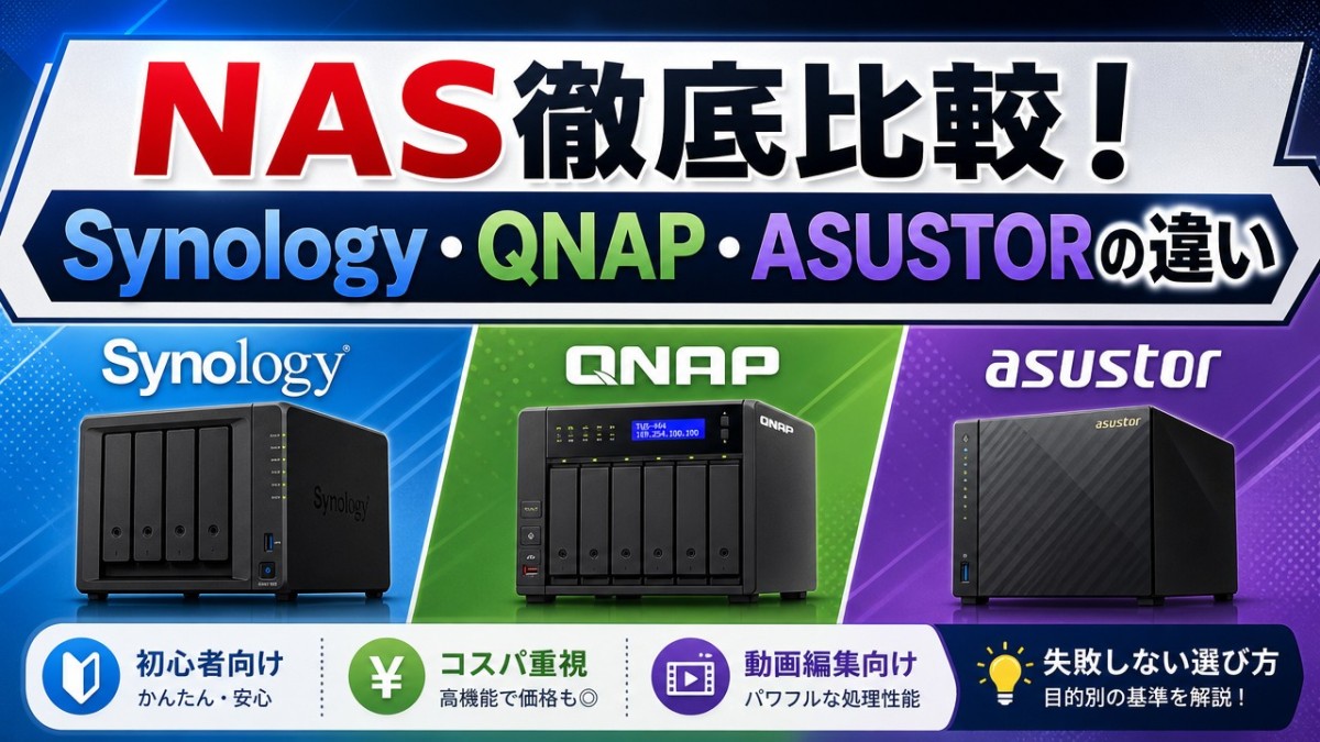 NAS徹底比較!Synology・QNAP・ASUSTORの違い