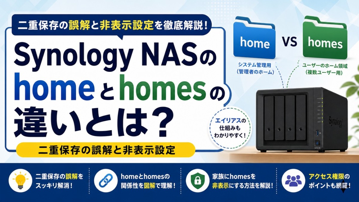 Synology NASのhomeとhomesの違いとは?二重保存の誤解と非表示設定