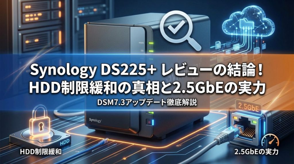 Synology DS225+ レビューの結論！HDD制限緩和の真相と2.5GbEの実力